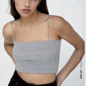 Ribbed Crop Tank Gray Marl